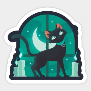 halloween cat green Sticker